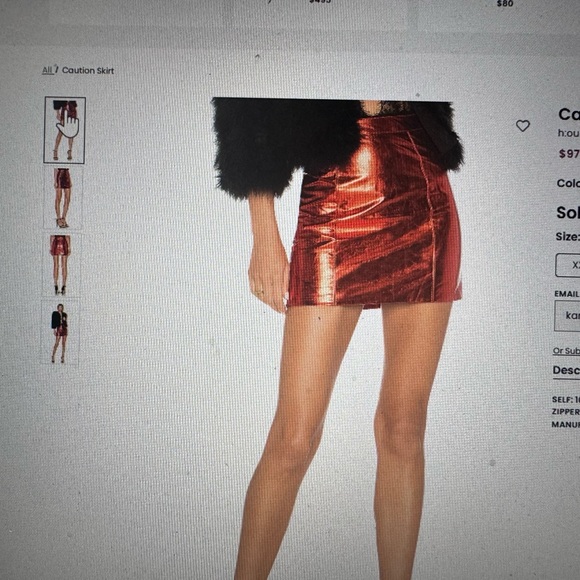 H:ours red metallic mini skirt - Picture 4 of 4
